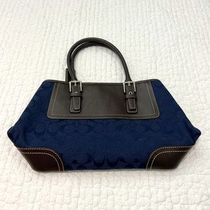 Elegant Blue and Brown Women's Handbag